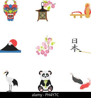 Le Japon set icônes de style dessin animé. Grande collection de stock symbol vector Japon Illustration de Vecteur