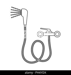 Dans l'icône mitigeur bain style contour isolé sur fond blanc. Illustration vecteur symbole de plomberie. Illustration de Vecteur