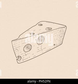 Le fromage. Croquis dessinés à la main, Illustration de Vecteur