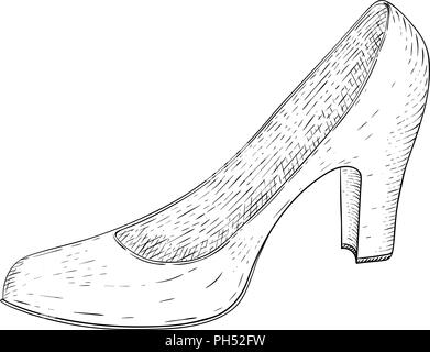 Chaussures femmes. Croquis dessinés à la main, Illustration de Vecteur