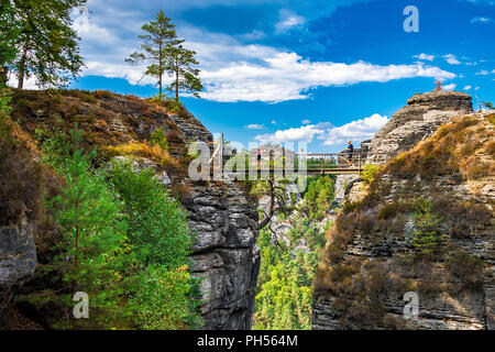 Les montagnes de grès de l'Elbe fait partie de la Suisse Saxonne Parc National en Allemagne Banque D'Images