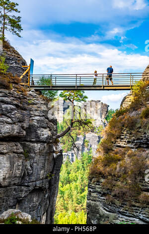 Les montagnes de grès de l'Elbe fait partie de la Suisse Saxonne Parc National en Allemagne Banque D'Images