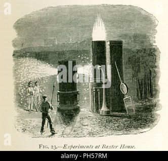 Cette illustration dates pour les années 1870 et montre les expériences à Baxter Chambre à produire de l'acier. Sur des chiffres clés de cette manière était un monsieur Bessemer, qui a découvert que le carbone et le silicium peut être facilement retiré en forçant les courants d'air froid à travers une masse de métal fondu et a annoncé sa découverte en 1856. Son document a été intitulé "SUR LA FABRICATION DU FER ET DE L'ACIER SANS CARBURANT.' Bessemer effectué des expériences chez Baxter House dans la région de l'Angleterre - comme indiqué ici. L'appareil utilisé dans ces expériences est une cuve cylindrique, dans le fond de ce qui avait un certain nombre de buses d'argile (tuyères) par Banque D'Images