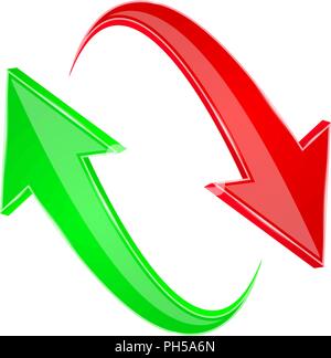 3d rouge et verte des flèches. Les panneaux haut et bas Illustration de Vecteur