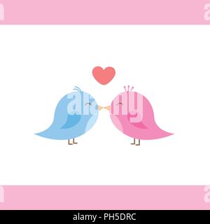 Deux oiseaux sont cute cartoon embrasser vector illustration EPS10 Illustration de Vecteur