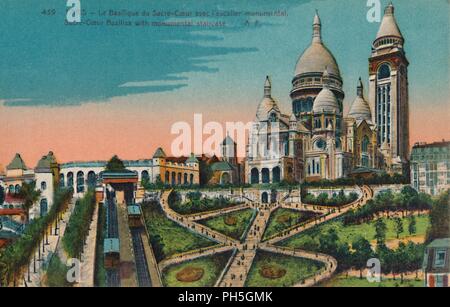 La basilique du Sacré-Cœur avec escalier monumental, Paris, c1920. Artiste : Inconnu. Banque D'Images