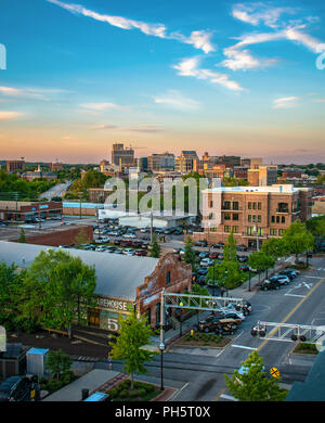 Greenville, Caroline du Sud, USA Skyline at Sunset Banque D'Images