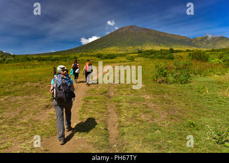 Randonnées et trekking au Mont Rinjani, Lombok, Indonésie Banque D'Images