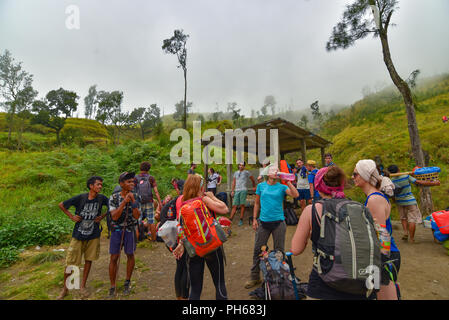 Randonnées et trekking au Mont Rinjani, Lombok, Indonésie Banque D'Images