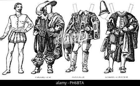 'La Tribune de costume historique : Quelques Robes de cavaliers et têtes rondes', c1934. Artiste : Inconnu. Banque D'Images