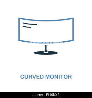 L'icône du Moniteur d'courbé en deux couleurs. Élément simple illustration. L'icône du moniteur à partir de courbes de conception d'ordinateurs. Symboles pour la conception web, apps, sof Banque D'Images