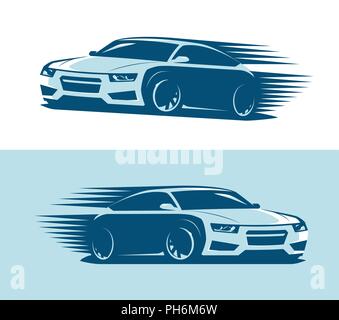 Voiture de sport en mouvement, d'un logo. Abstract vector art illustration Illustration de Vecteur