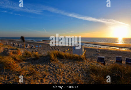 Coucher du soleil sur la plage vacances Sylt Banque D'Images