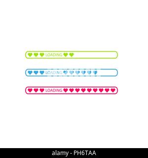 L'icône de barre d'état. L'amour chargement collection. Coeur blanc. Funny happy valentines day element.Web design app télécharger minuterie. Fond rouge. Mode télévision objet. Isolées. Carte de vœux. Vector Illustration de Vecteur