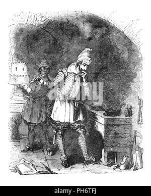 Reliques de Percy est un folio de ballades et de chansons populaires recueillies par Mgr Thomas Percy et publié en 1765. Certains d'entre eux ont été trouvés sur le sol dans la maison de son ami Humphrey Pitt de Shifnal, une petite ville de marché de Shropshire, où Pitt, la servante avait été en utilisant les feuilles d'allumer des feux. Les autres sources sont la Bibliothèque Pepys broadside ballads de recueillis par Samuel Pepys. Ils servent à illustrer la vie intérieure du 16ème siècle sous le règne de la Reine Elizabeth I. celui-ci illustre un nouveau cuisinier français, de concevoir, et de jouets kickshaws fine ; comme un jeune courtier, &c. Banque D'Images