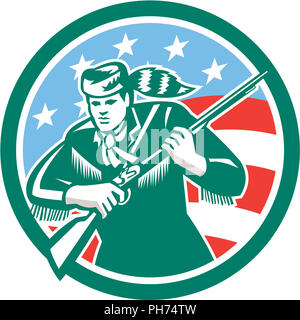Pionnier américain Daniel Boone Retro Circle Banque D'Images