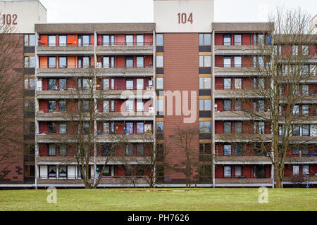 Tènements à Francfort Bonames/Nieder-Eschbach Ben Gourion (anneaux). Banque D'Images