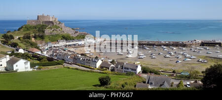 Avec le Château de Gorey Gorey, Jersey Banque D'Images