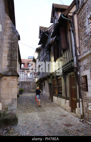 Rue de la prison, vieille ville de Honfleur, Normandie France Banque D'Images