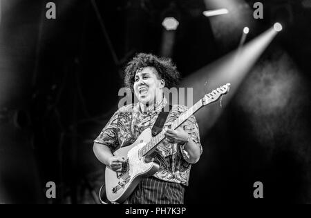 Tollard Royal, UK. 30 août 2018. fin de la route le 1er jour du festival Jeudi 30.8.18 shopping Crédit : Paul Bevan/Alamy Live News Banque D'Images