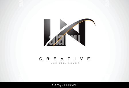 LN L N Swoosh Lettre Logo Design moderne avec des lignes courbes Swoosh jaune illustration vectorielle. Illustration de Vecteur