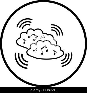 Icône nuage de musique. Cercle mince de conception. Vector illustration. Illustration de Vecteur