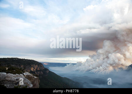 Réduction des risques d'incendie au Mont solitaire, Blue Mountains, Australie Banque D'Images