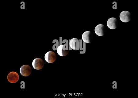 Phases de l'éclipse de lune Banque D'Images