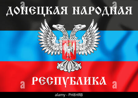 3D drapeau de République populaire de Donetsk. 3D Illustration. Banque D'Images