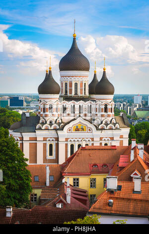 La cathédrale Alexandre Nevsky, vue de l'oignon toit en dôme de la Cathédrale Orthodoxe Alexandre Nevsky située sur la colline de Toompea, Tallinn, Estonie. Banque D'Images