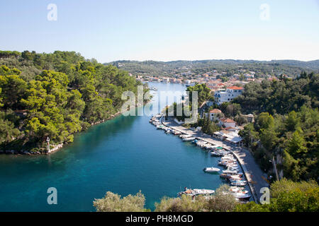 Gaios village, îles Ioniennes, l'île de Paxi, Grèce, Europe Banque D'Images