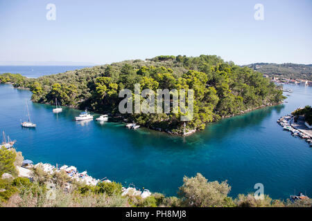 Gaios village, îles Ioniennes, l'île de Paxi, Grèce, Europe Banque D'Images