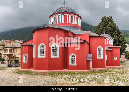 Katholikon, église principale, Monastère de la Grande Laure, Mont Athos, péninsule Athos, Grèce Banque D'Images