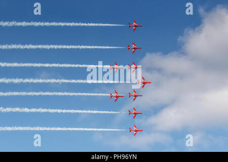 RAF Des flèches rouges 2018 Affichage à Cromer, Norfolk Banque D'Images