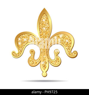 Golden fleur-de-lis symbole héraldique. Banque D'Images