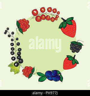 Vector set hand drawn berries label. Banque D'Images