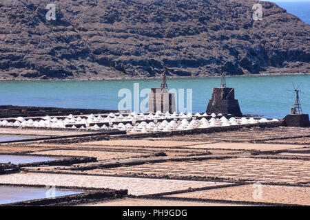 Salines salinas de Janubio Lanzarote Canaries colorés Banque D'Images