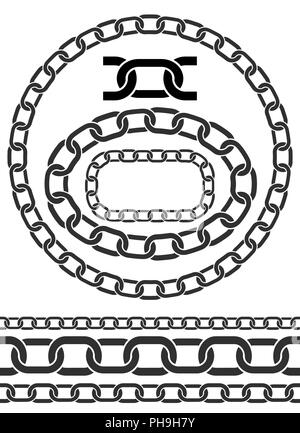 Icônes de la chaîne, les pièces, les cercles de chaînes. Banque D'Images