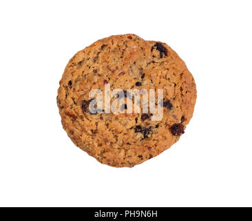 L'avoine et aux raisins entiers cookie isolé sur fond blanc Banque D'Images