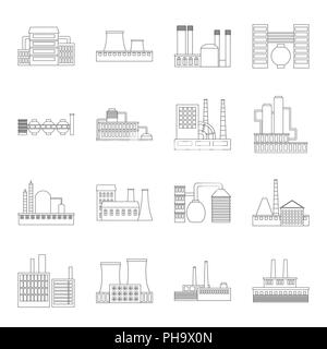 Équipements en usine et contours des icônes dans la collection set pour la conception. Équipements en usine et symbole vecteur illustration de stock. Illustration de Vecteur