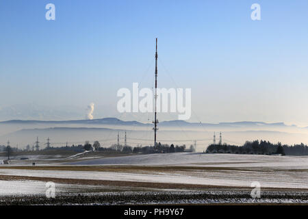 Bergalinger mât Radio tower sur le haut plateau Hotzenwald Banque D'Images