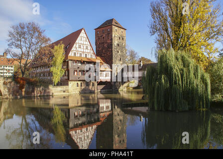 Half-Timbering Maisons dans Nuremberg, Bavière, Allemagne Banque D'Images