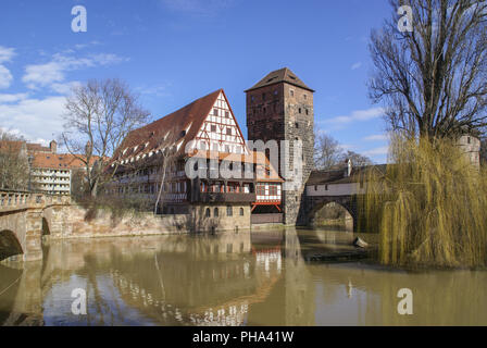 Half-Timbering Maisons dans Nuremberg, Bavière, Allemagne Banque D'Images