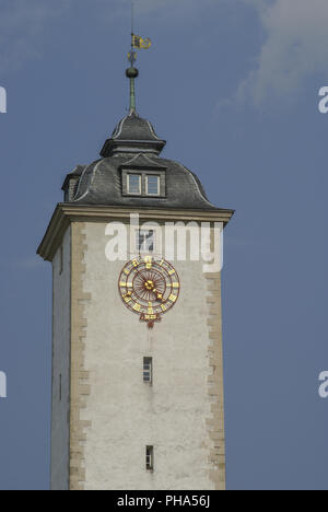 Gate tower historiques dans Gaensturm appelé Weikersheim, Bade-Wurtemberg Banque D'Images