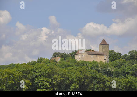 Château dans la vallée de Hornberg Jagst à proximité du Kirchberg, Allemagne Banque D'Images