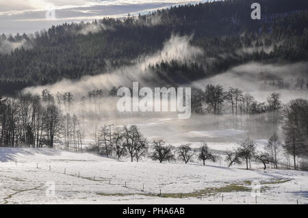 Paysage d'hiver à proximité de la vallée de la pourriture en Schwaebisch Hall Banque D'Images