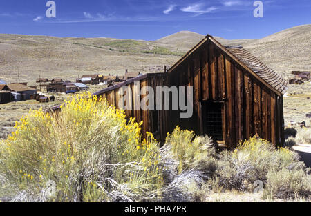 Bodie, hangar en bois Banque D'Images