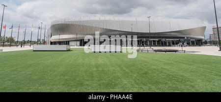 Uniondale, NY - Août 22, 2018 Panorama de la LIU Poster parc en face de la comté de Nassau Veterans Memorial Coliseum. Banque D'Images