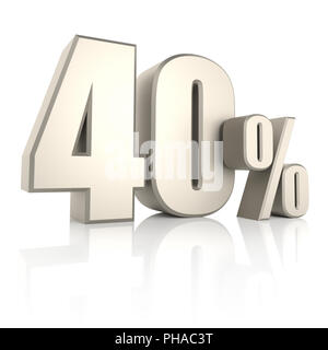 40 pour cent isolé sur fond blanc. 3D Render Banque D'Images
