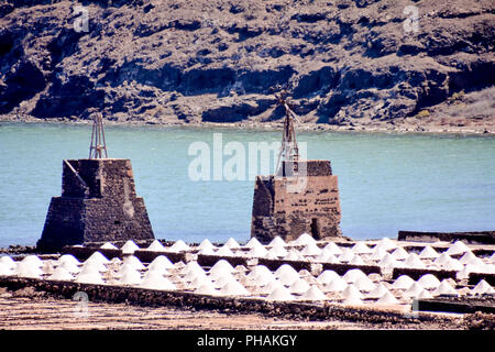 Salines salinas de Janubio Lanzarote Canaries colorés Banque D'Images